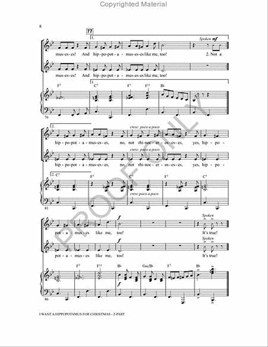 I Want a Hippopotamus for Christmas 2-Part scores gallery preview page 8