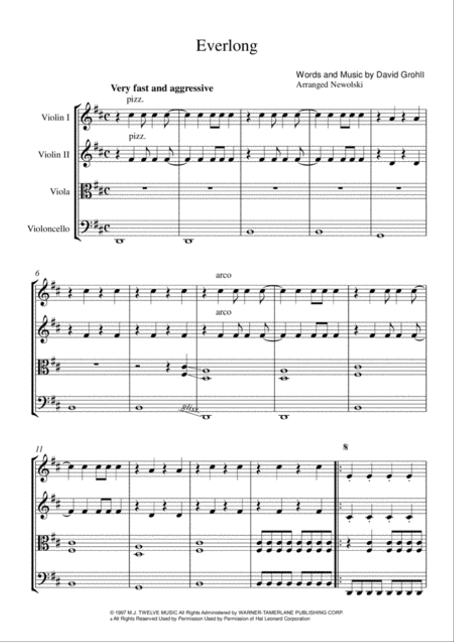 Everlong String Quartet scores gallery preview page 1