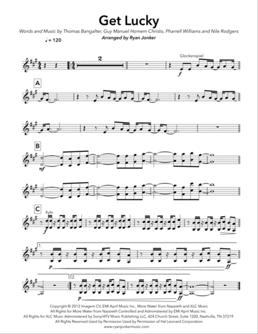 Get Lucky Percussion Ensemble scores gallery preview page 6