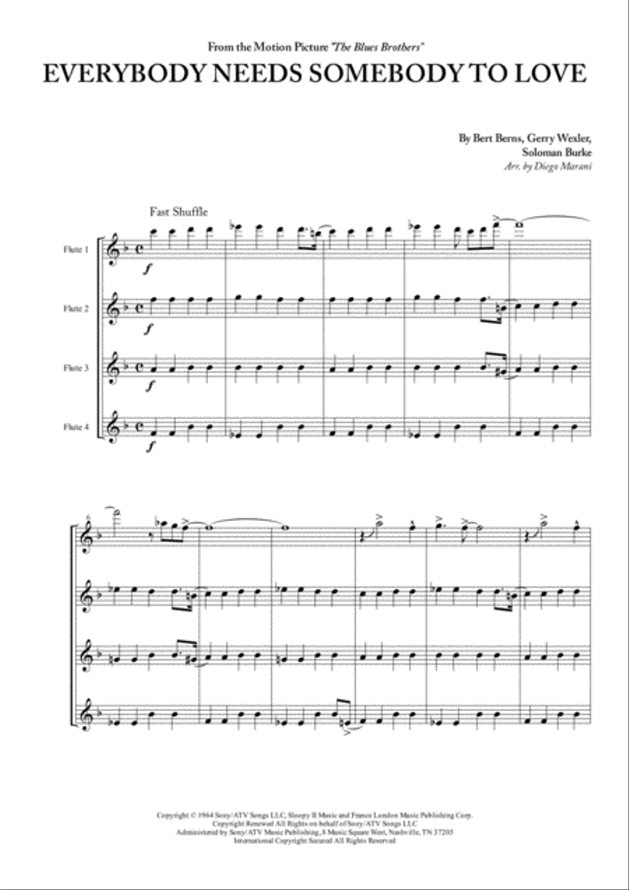 Everybody Needs Somebody To Love Woodwind Quartet scores gallery preview page 3