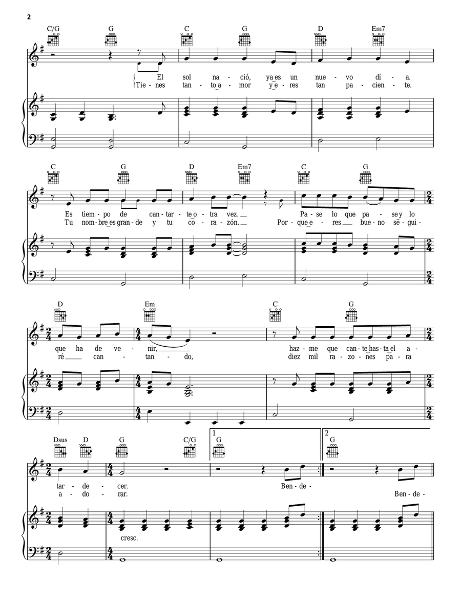 Diez Mil Razones (10,000 Reasons (Bless The Lord)) Guitar scores gallery preview page 2