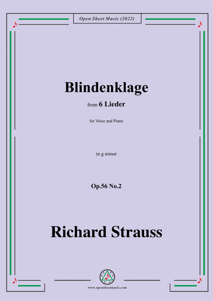 Richard Strauss-Blindenklage,in g minor,Op.56 No.2,for Voice and Piano