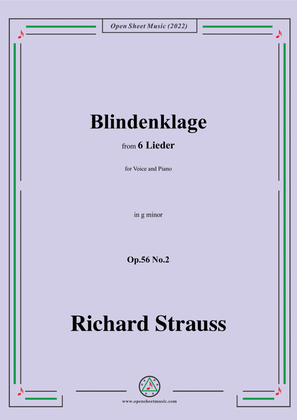 Book cover for Richard Strauss-Blindenklage,in g minor,Op.56 No.2,for Voice and Piano