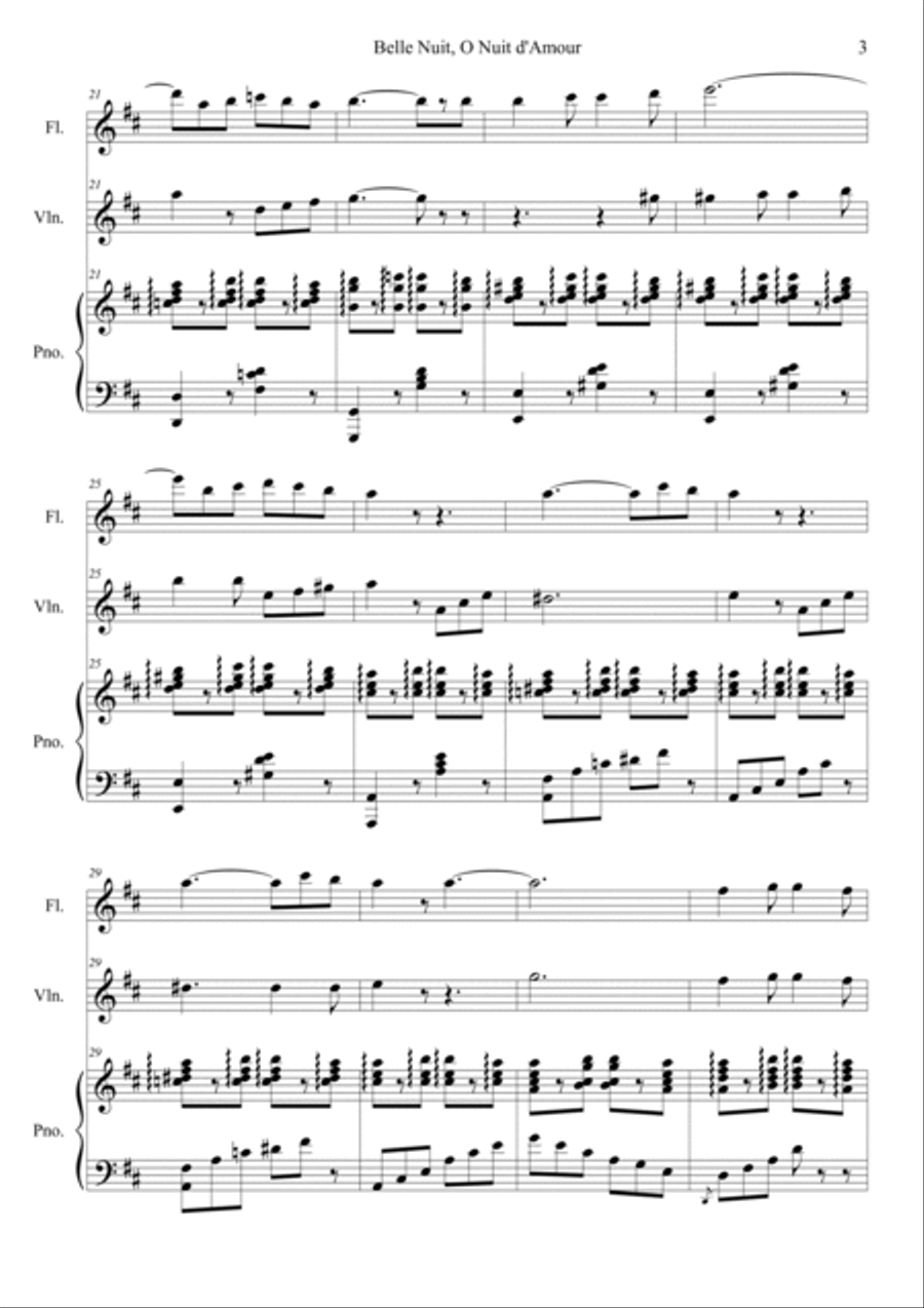 Belle Nuit o nuit d'amour Violin scores gallery preview page 3