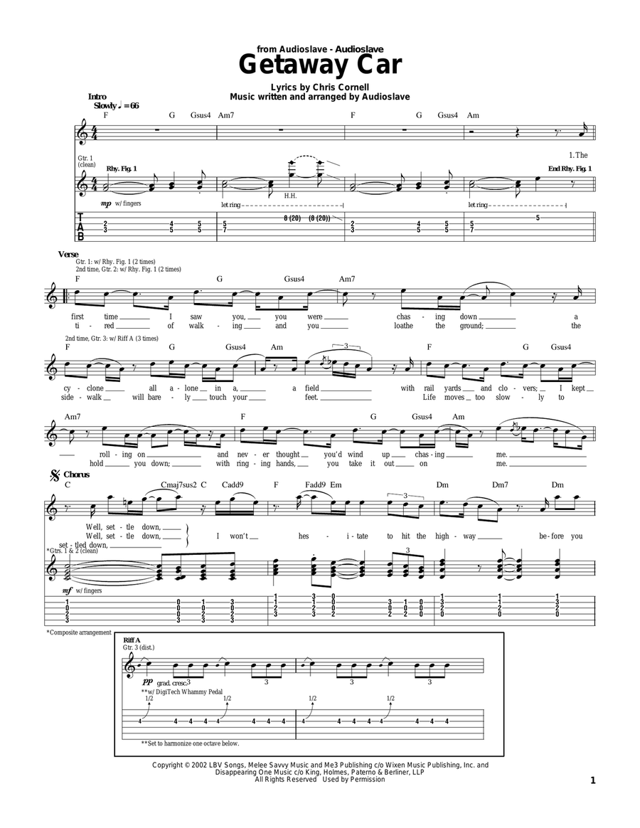 Getaway Car Electric Guitar scores gallery preview page 1