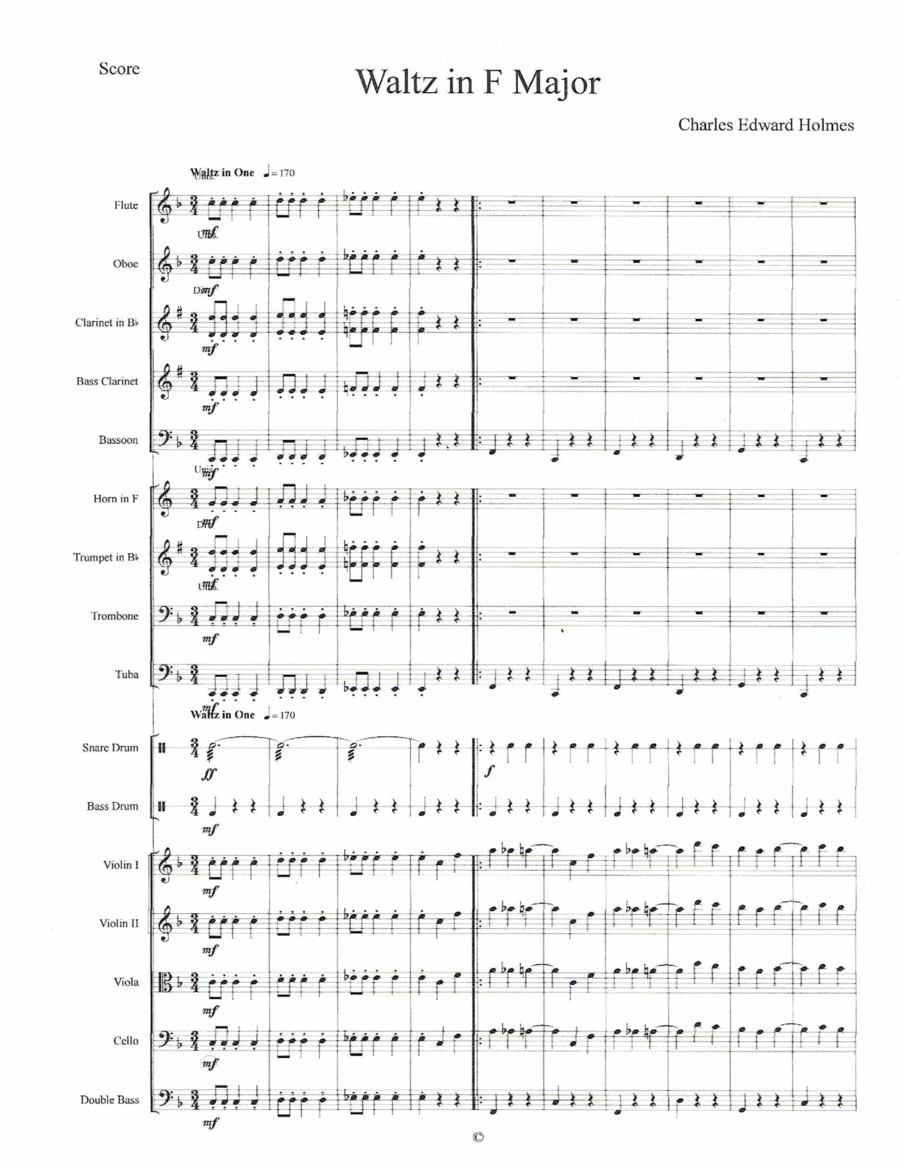 Waltz in F Major--Full Orchestra Full Orchestra scores gallery preview page 1