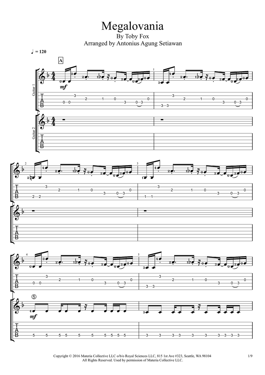 MEGALOVANIA (from Undertale) Guitar Solo scores gallery preview page 1