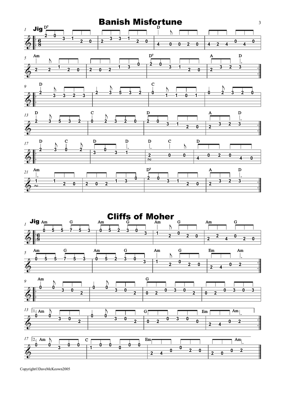 Irish Dance Music Vol.1 for Guitar Tab, EADGBE; 40 Jigs, Reels, Hornpipes and more.... Guitar Tablature scores gallery preview page 3