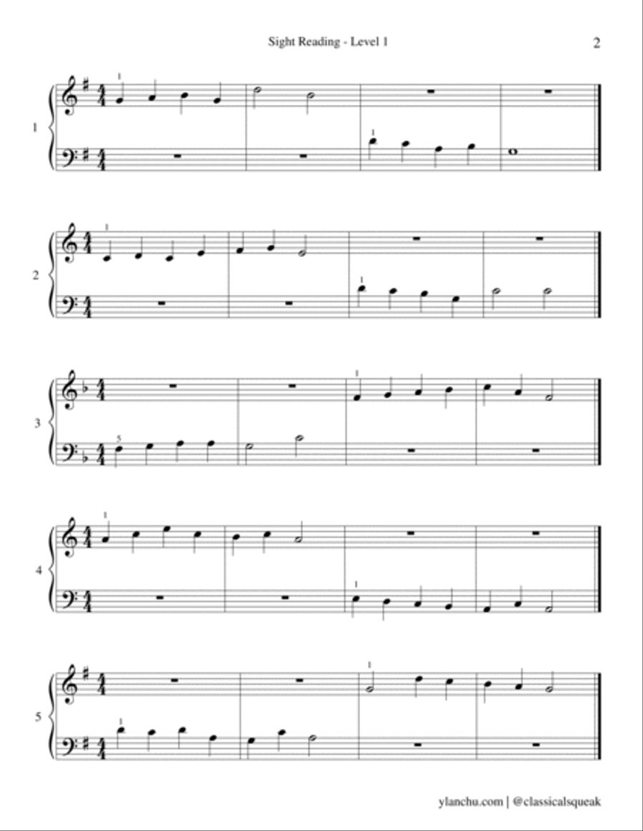 Sight Reading - Level 1 Piano (Digital PDF Download) Piano Method scores gallery preview page 3