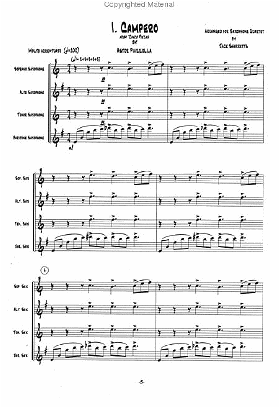 Cinco Piezas Saxophone Quartet scores gallery preview page 2