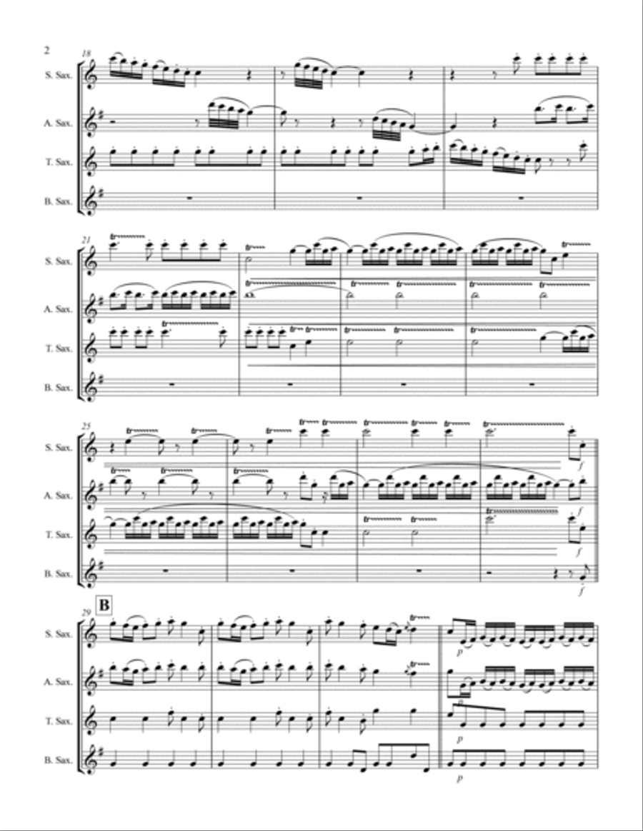 The Four Seasons - La Primavera (for Saxophone Quartet SATB) Saxophone Quartet scores gallery preview page 3