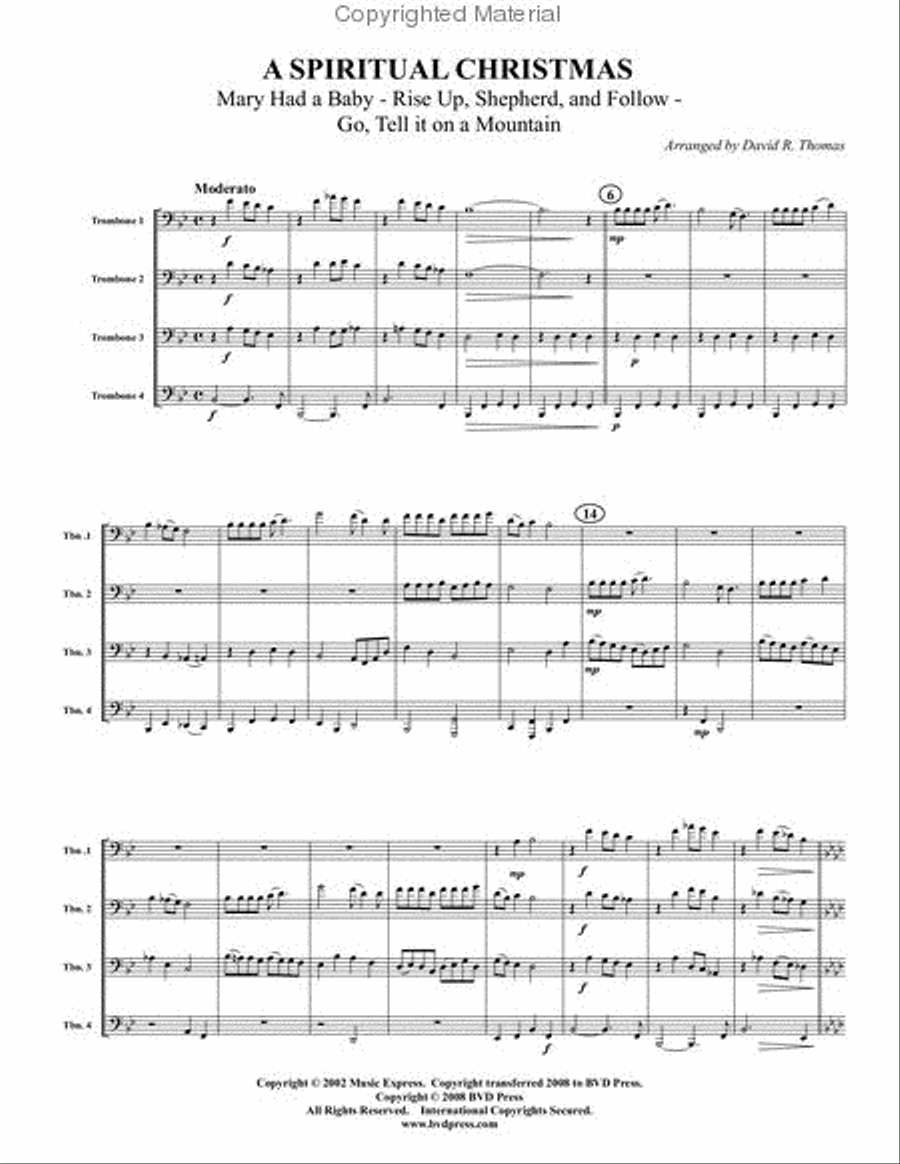 Spiritual Christmas Spiritual Christmas Trombone Quartet scores gallery preview page 2