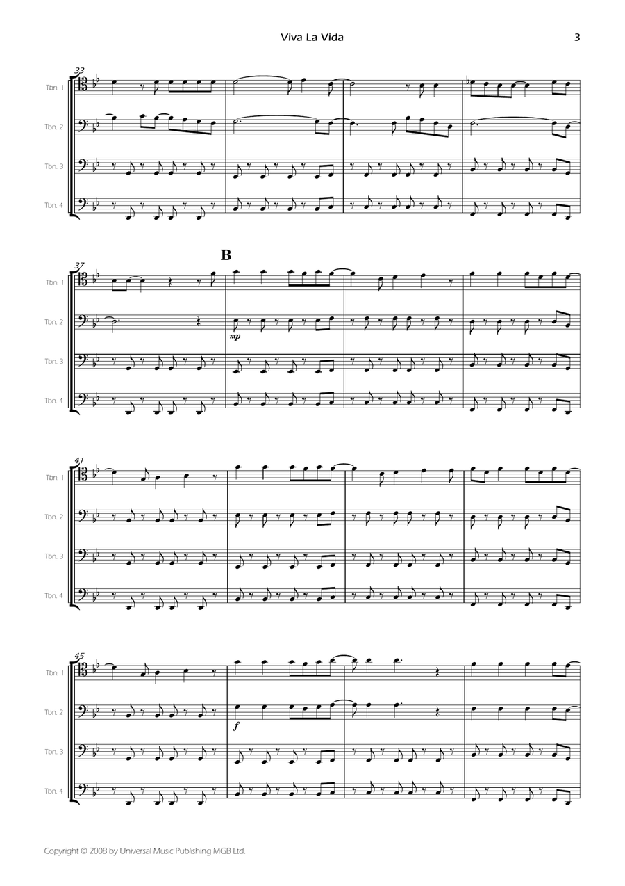 Viva La Vida Brass Quartet scores gallery preview page 5