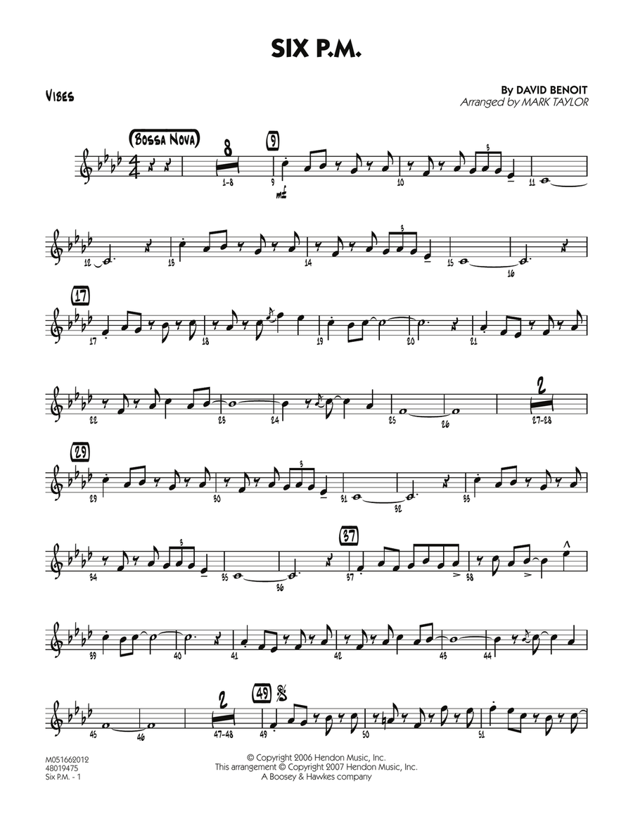 Six P.M. - Vibes Six P.M. - Vibes Jazz Ensemble scores gallery preview page 1