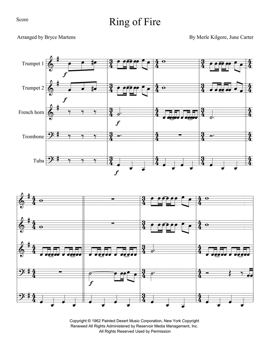 Ring Of Fire Horn scores gallery preview page 1