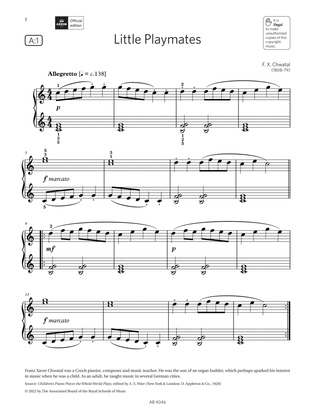 Little Playmates (Grade Initial, list A1, from the ABRSM Piano Syllabus 2023 & 2024)