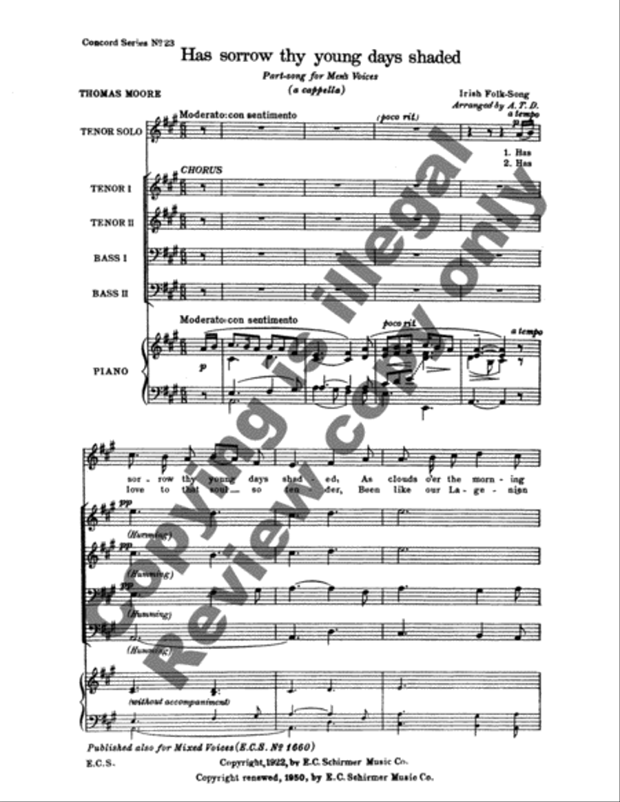 Has Sorrow Thy Young Days Shaded TTBB scores gallery preview page 3