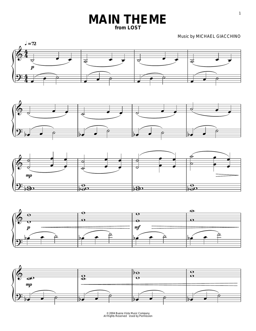 Lost End Credits Piano Solo scores gallery preview page 1