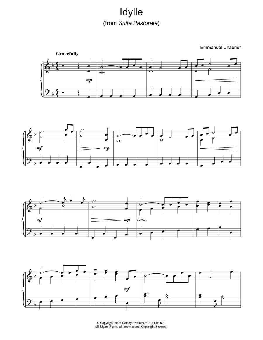 Idylle (from Suite Pastorale) Easy Piano scores gallery preview page 1