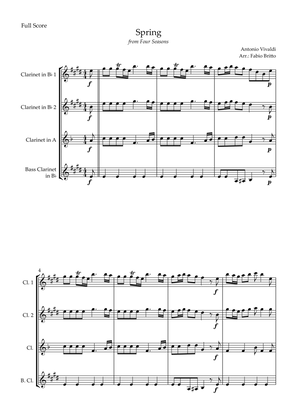 Spring (from Four Seasons of Antonio Vivaldi) for Clarinet Quartet