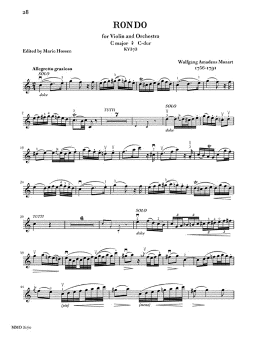 Mozart - Sinfonia Concertante in E-flat, KV364; Adagio in E; Rondo in C Violin Solo scores gallery preview page 4
