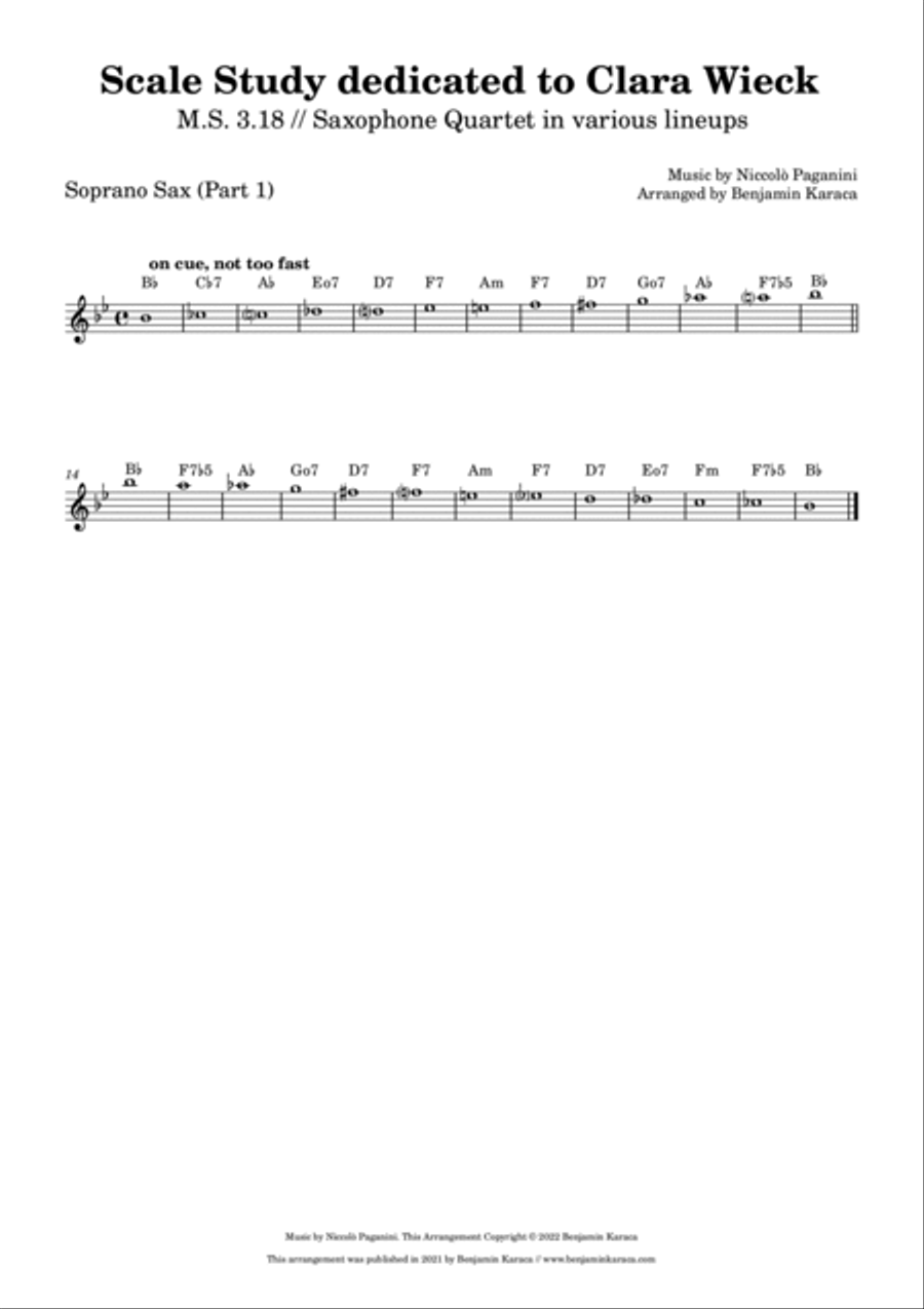 Scale Study dedicated to Clara Wieck, M.S. 3.18 Saxophone Quartet scores gallery preview page 3