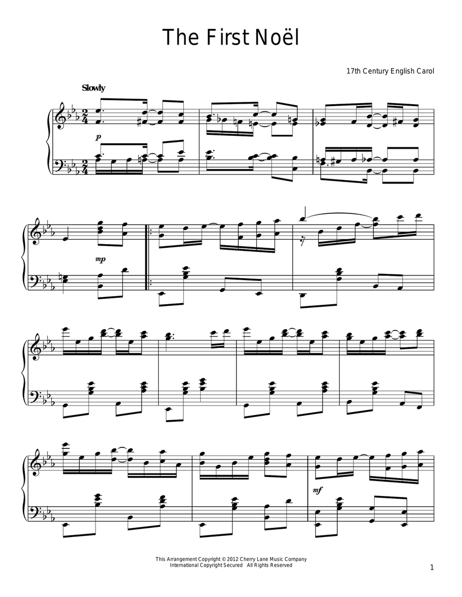 The First Noel [Ragtime version] Piano Solo scores gallery preview page 1