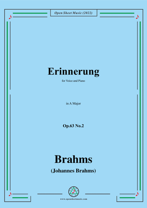 Book cover for Brahms-Erinnerung,Op.63 No.2 in A Major