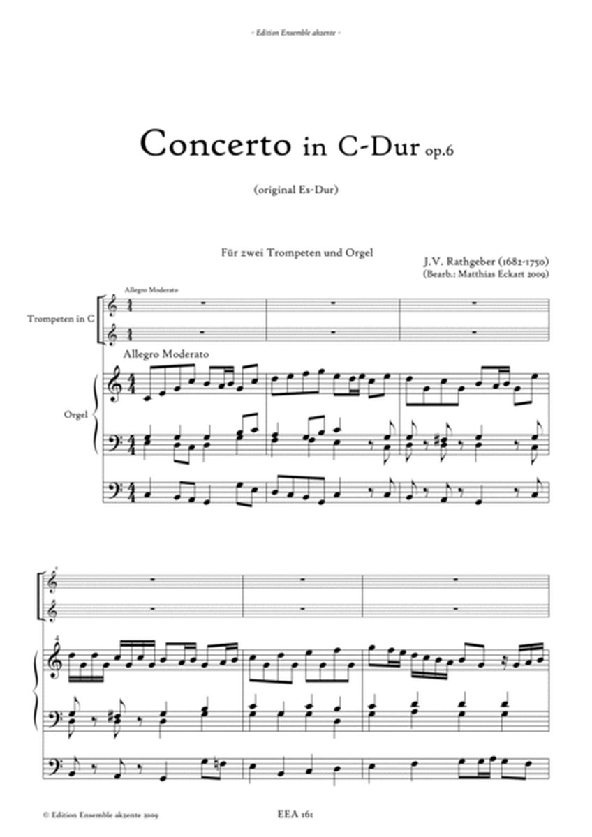 Concerto from Valentin Rathgeber (original Eb) Vers. in C & D - arrangement for two trumpets & organ
