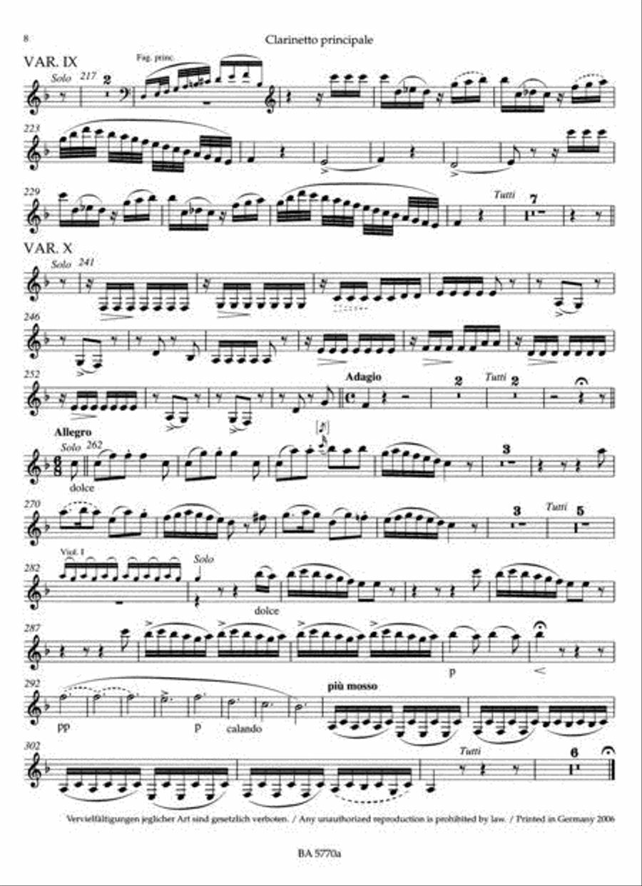 Sinfonia concertante for Oboe, Clarinet, Horn, Bassoon and Orchestra E flat major, KV Anh. I,9 (297b) Clarinet scores gallery preview page 4