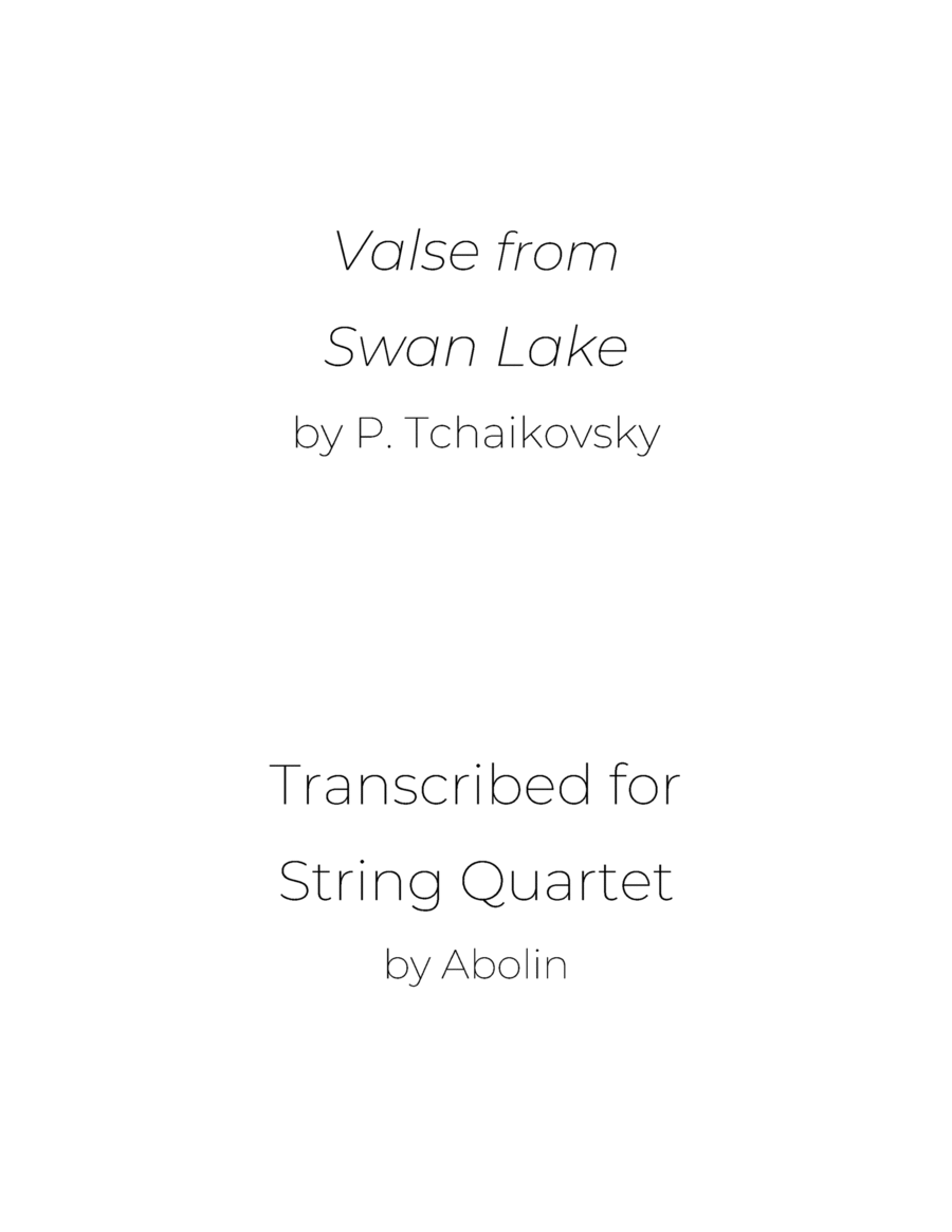 Tchaikovsky: Waltz from Swan Lake - String Quartet String Quartet scores gallery preview page 1