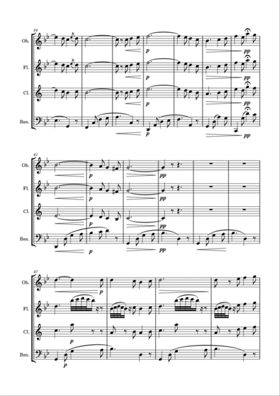 Les Pêcheurs de Perles - Romance de Nadir (Act 1) Woodwind Quartet scores gallery preview page 3