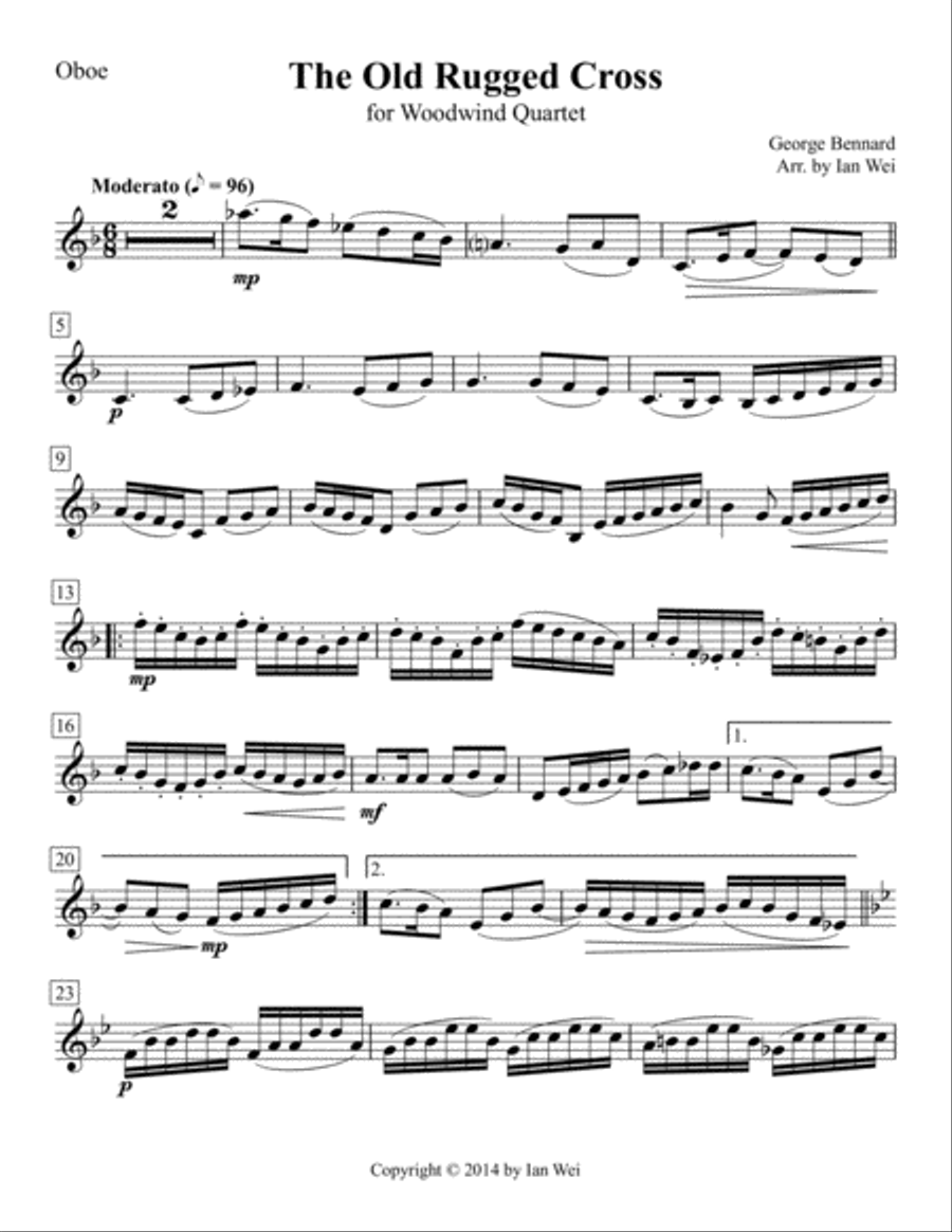 The Old Rugged Cross for Woodwind Quartet Woodwind Quartet scores gallery preview page 3