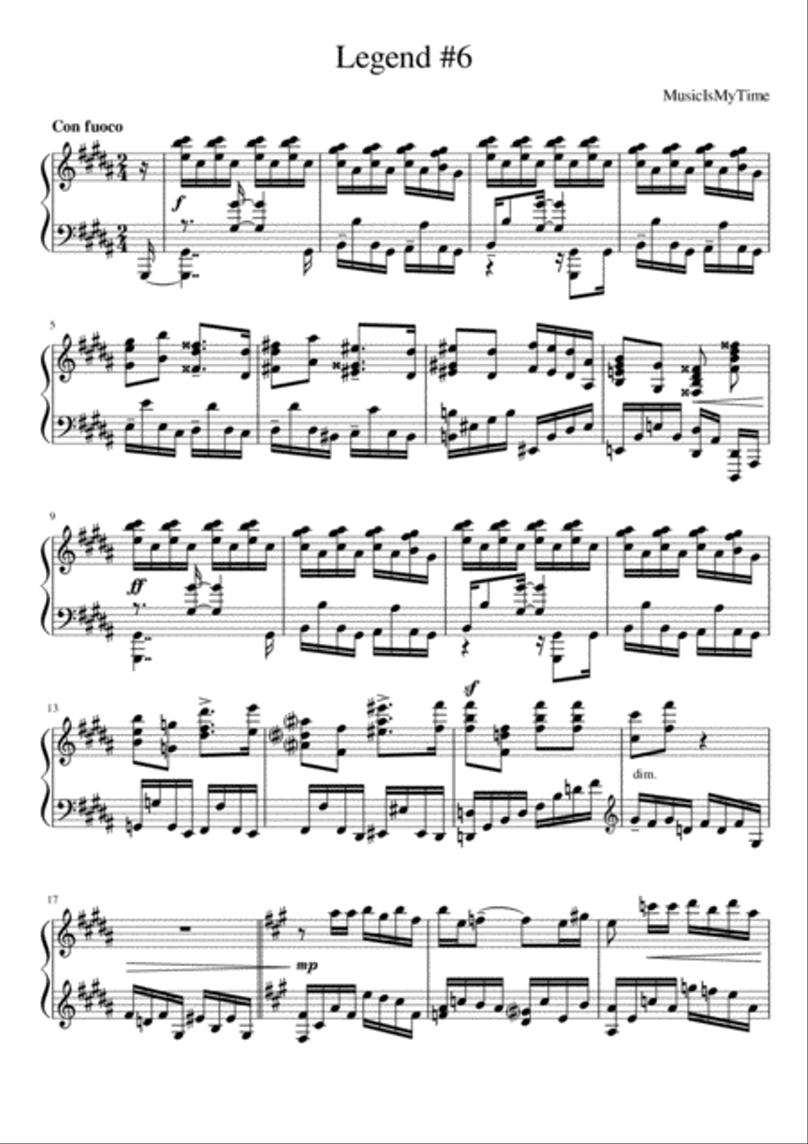 Legend №6 Piano Solo scores gallery preview page 1