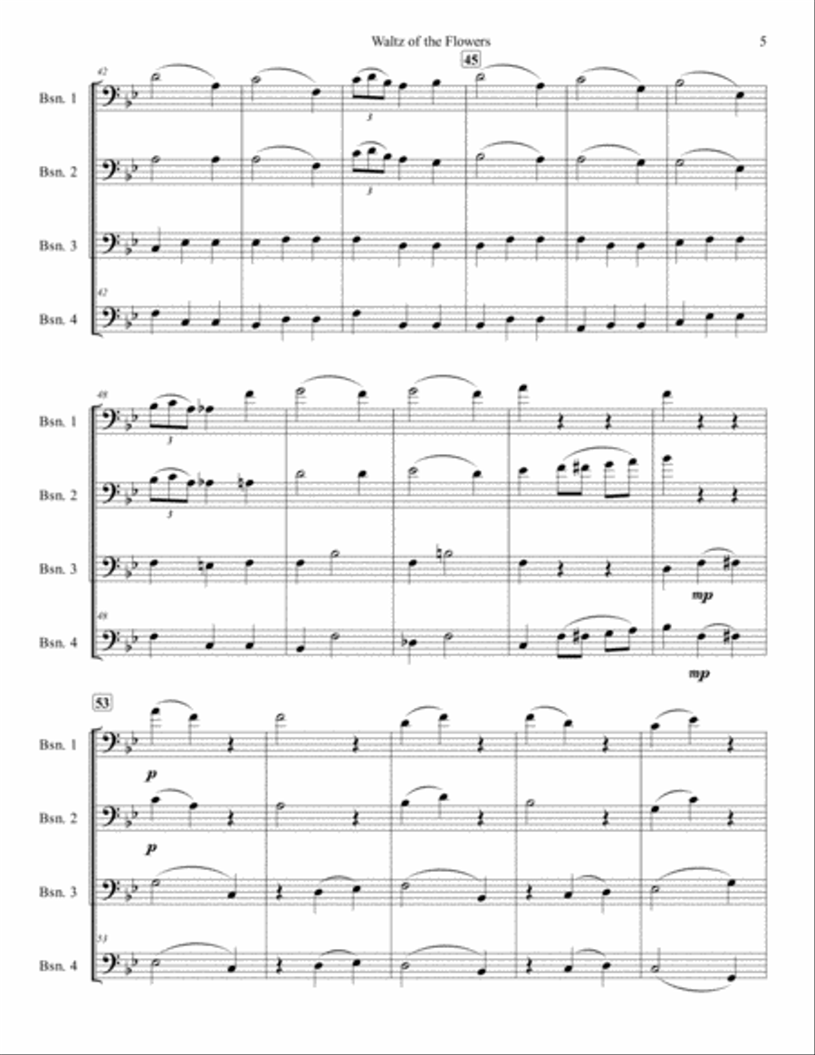 Waltz of the Flowers from The Nutcracker Suite for Bassoon Quartet Woodwind Quartet scores gallery preview page 5