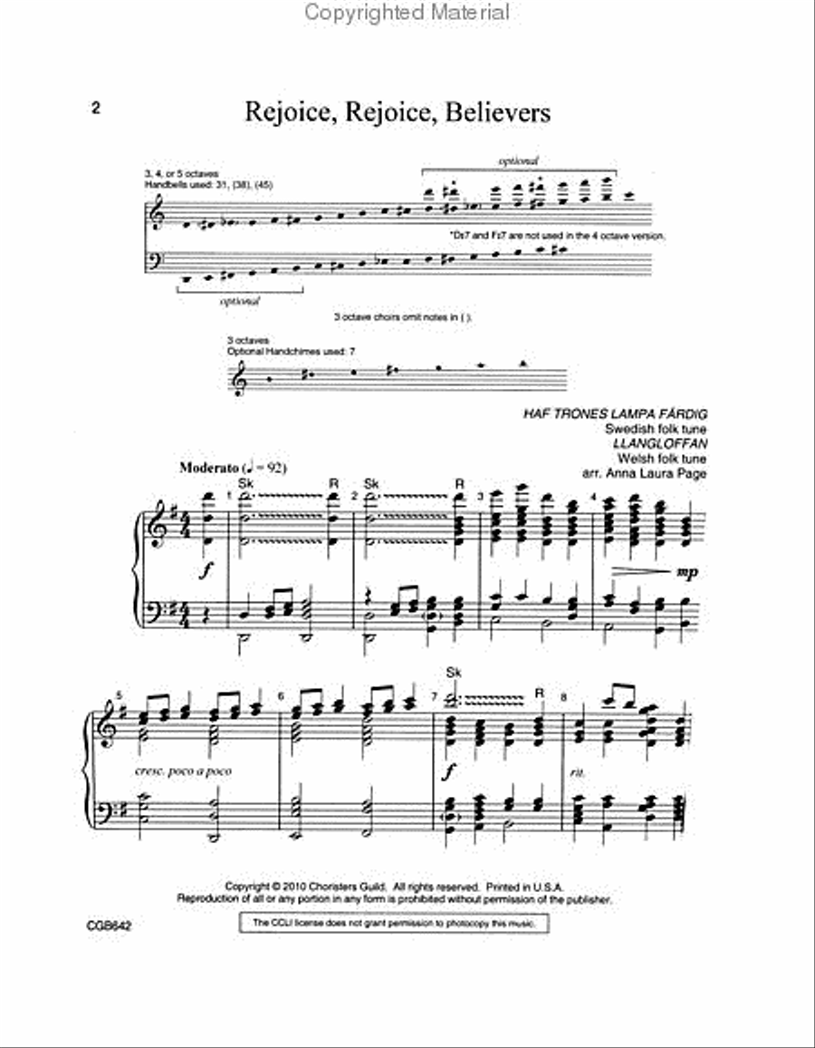 Rejoice Rejoice Believers Handbell Choir scores gallery preview page 2