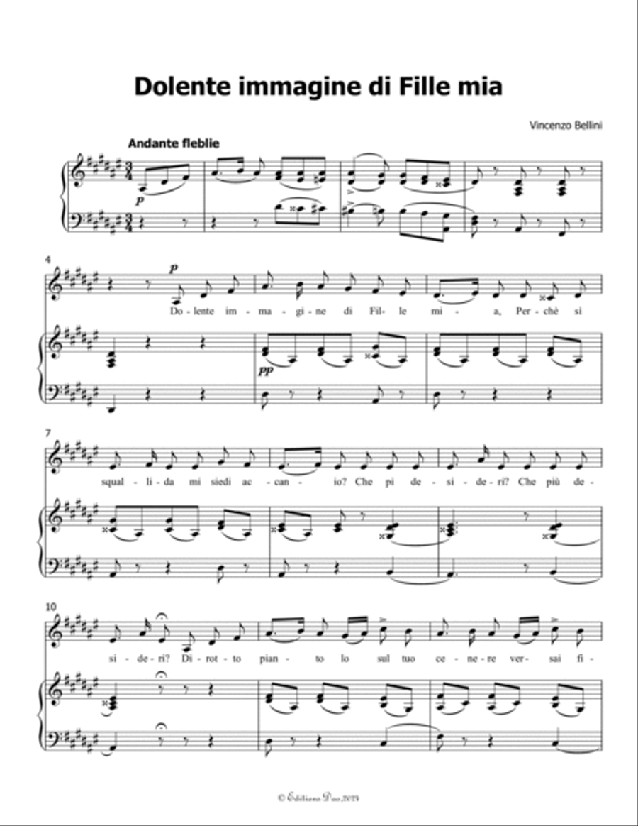 Dolente immagine di Fille mia, by Vincenzo Bellini, in d sharp minor Voice scores gallery preview page 3