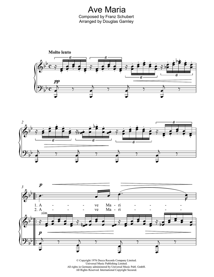 Ave Maria Easy Piano scores gallery preview page 1