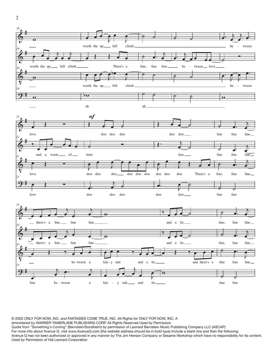 There's A Fine, Fine Line 4-Part scores gallery preview page 2