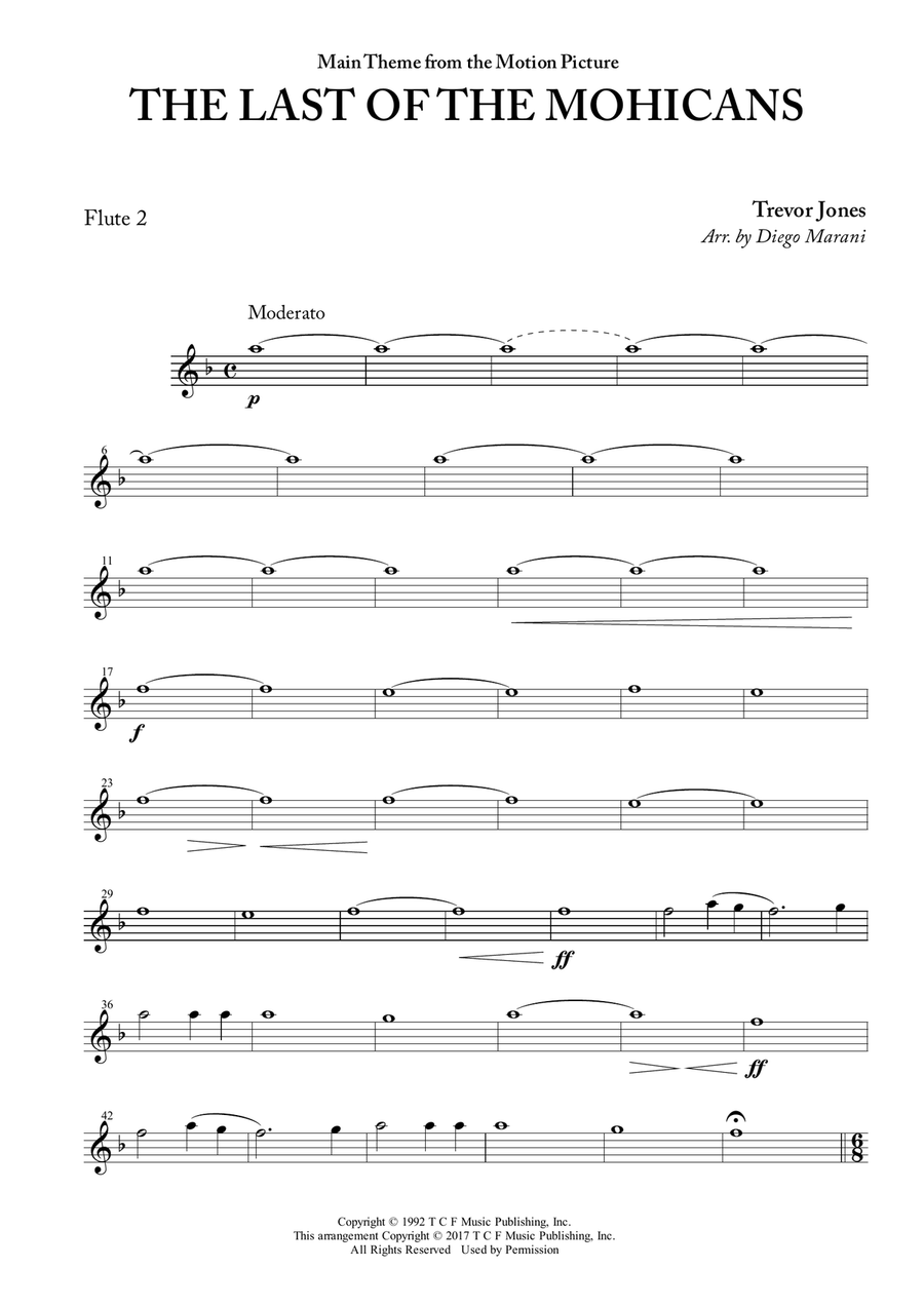 Last Of The Mohicans (main Theme) Woodwind Quartet scores gallery preview page 1