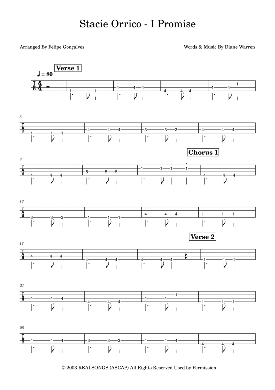 I Promise Guitar Tablature scores gallery preview page 1