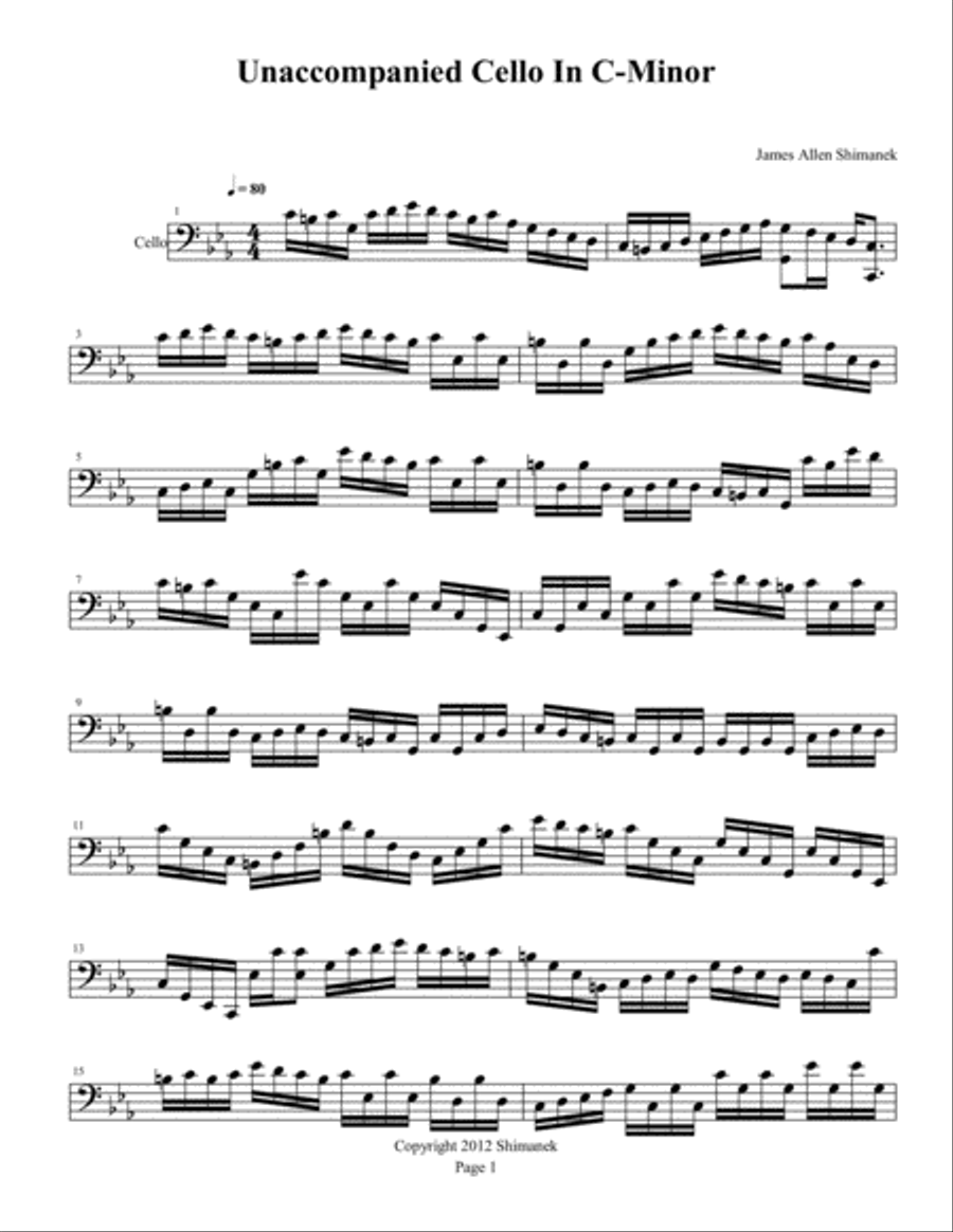 Unaccompanied Cello In C Minor image number null