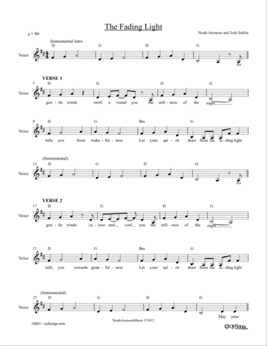 The Fading Light Piano scores gallery preview page 1