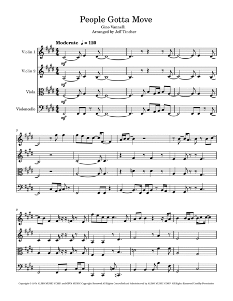 People Gotta Move People Gotta Move String Quartet scores gallery preview page 2