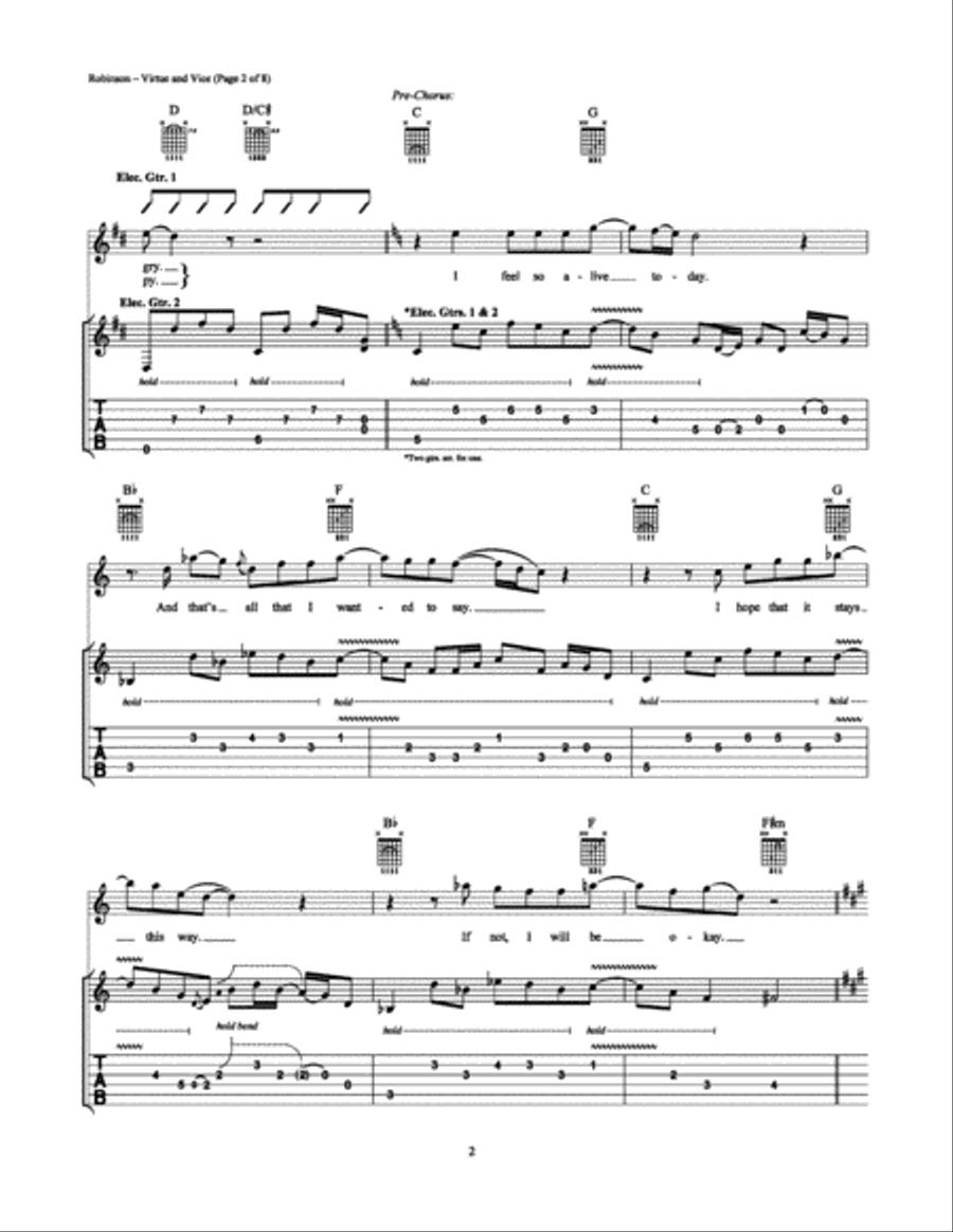 Virtue and Vice Electric Guitar scores gallery preview page 2