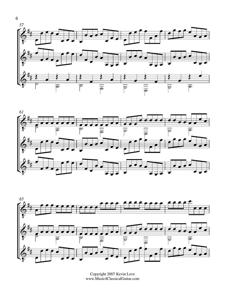 Canon in D (Guitar Trio) - Score and Parts Guitar Ensemble scores gallery preview page 6