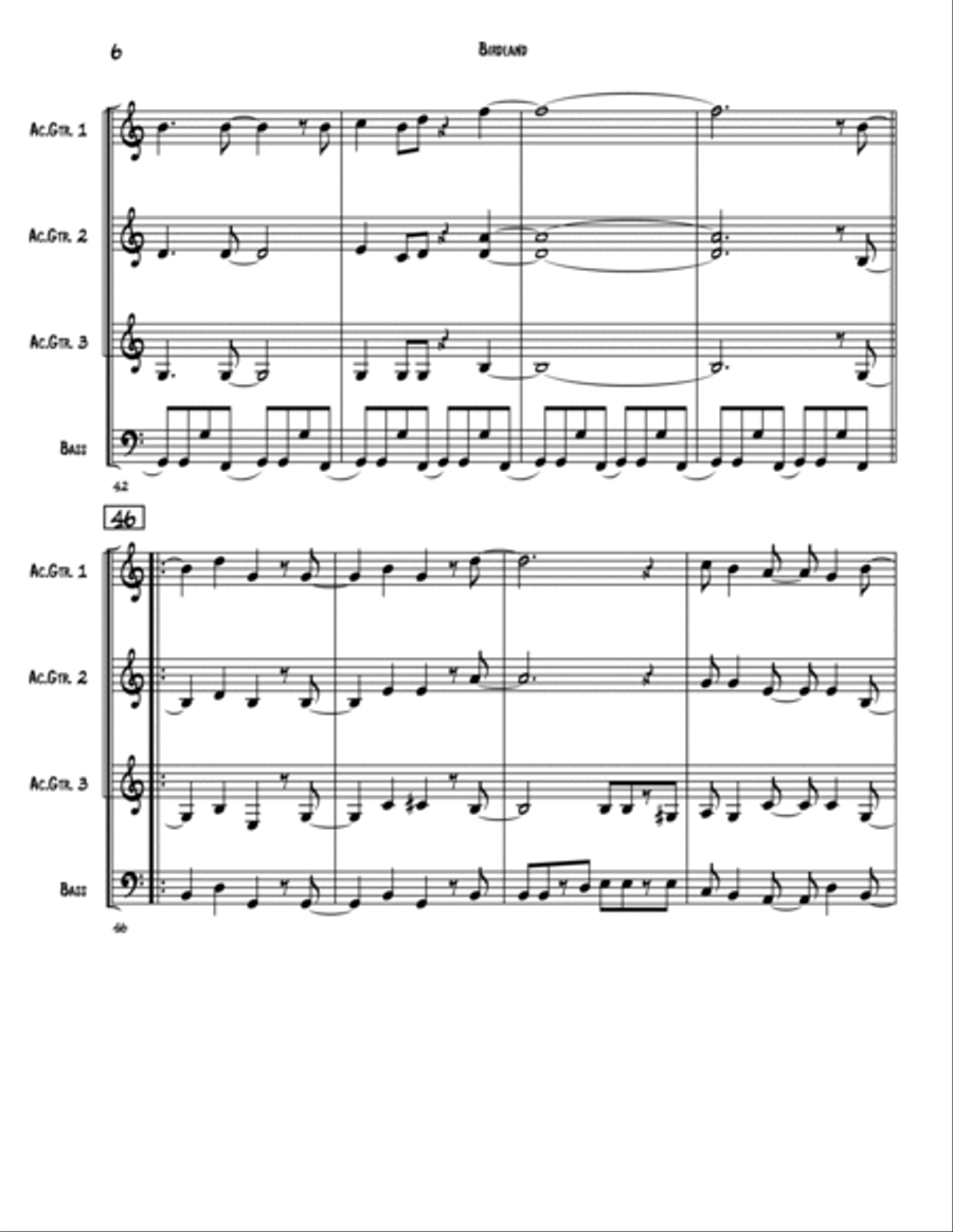 Birdland Guitar Ensemble scores gallery preview page 6