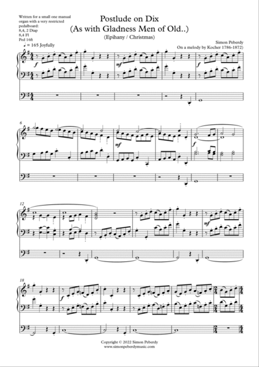 Christmas / Epiphany Organ Postlude on Dix (As with Gladness Men of Old..) by Simon Peberdy image number null