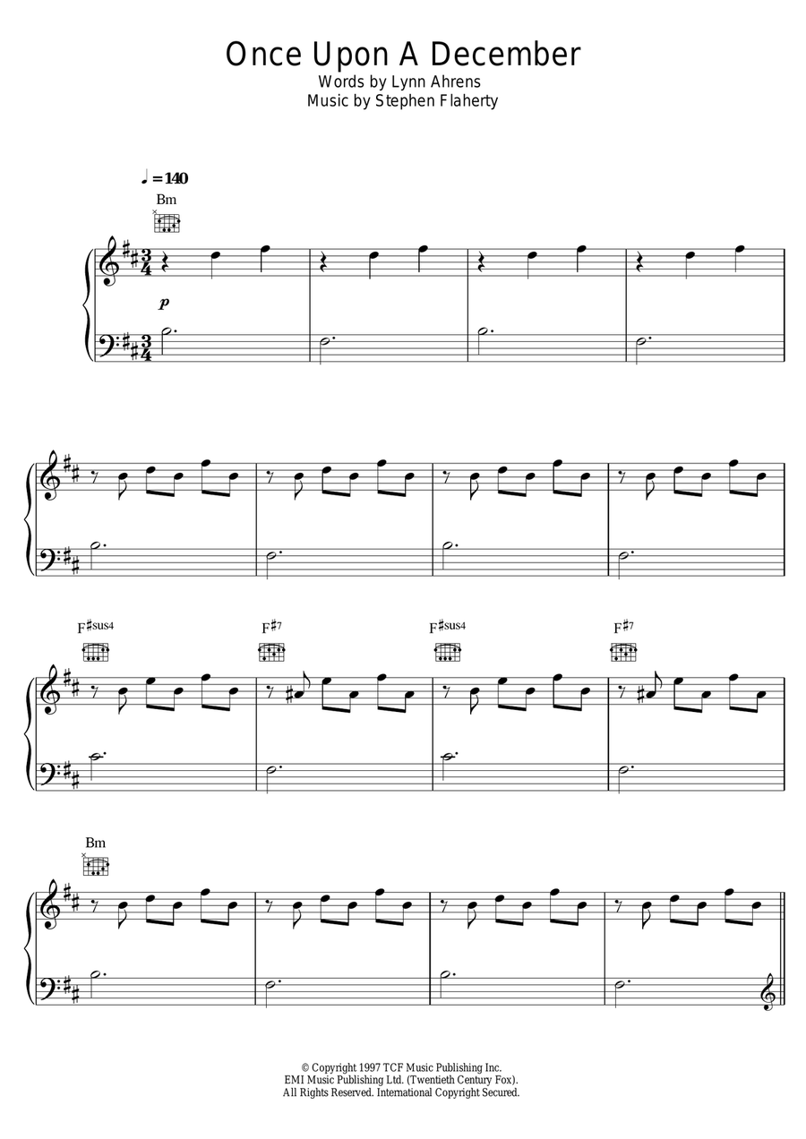 Once Upon A December (from Anastasia) Piano, Vocal scores gallery preview page 1