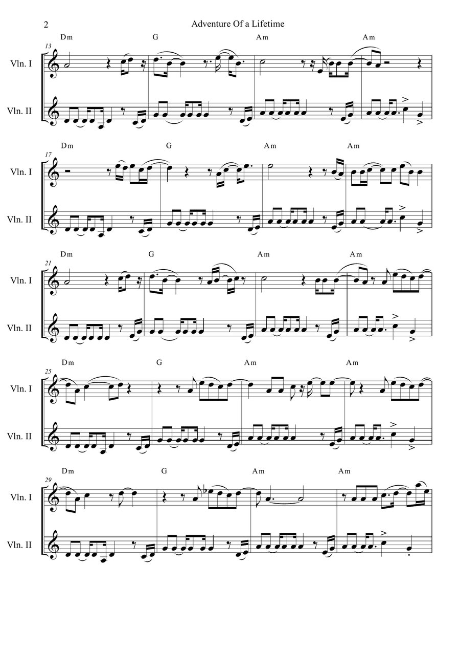 Adventure Of A Lifetime String Duet scores gallery preview page 2